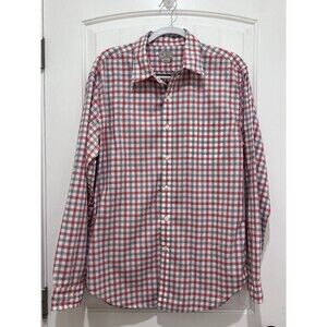 J. Crew Men's Tailored Fit Shirt Long Sleeve Blue Red Check Shirt Sz L